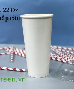 Ly giấy 22 Oz Trắng nắp bằng