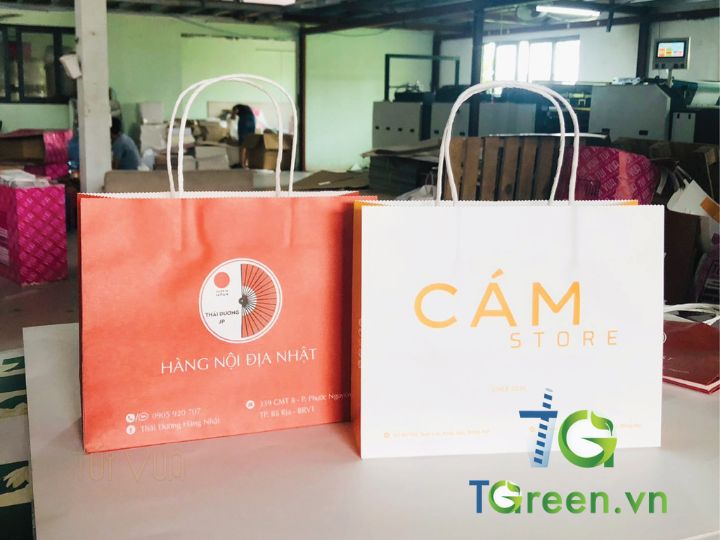 Túi giấy in logo màu cam