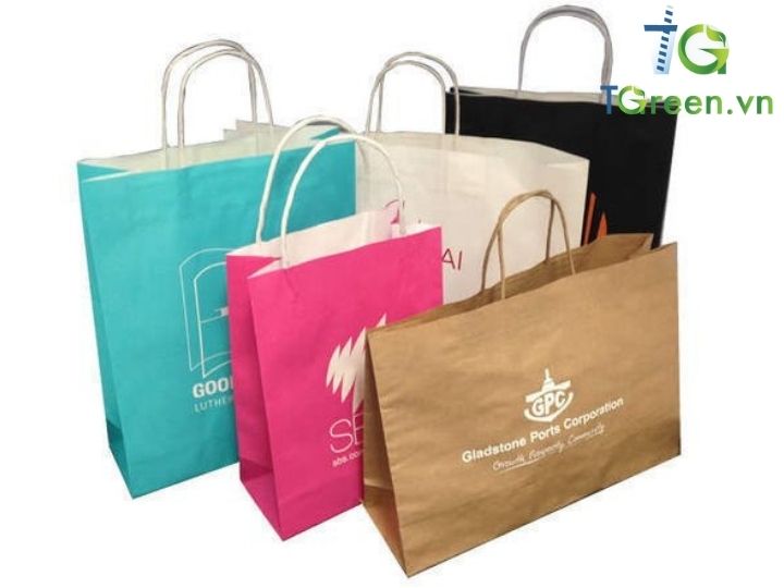 túi giấy kraft in logo với nhiều màu lựa chọn